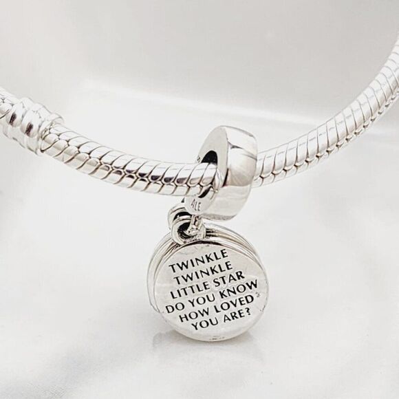 Pandora Stork & Twinkling Stars Dangle Charm with pouch - Picture 4 of 5